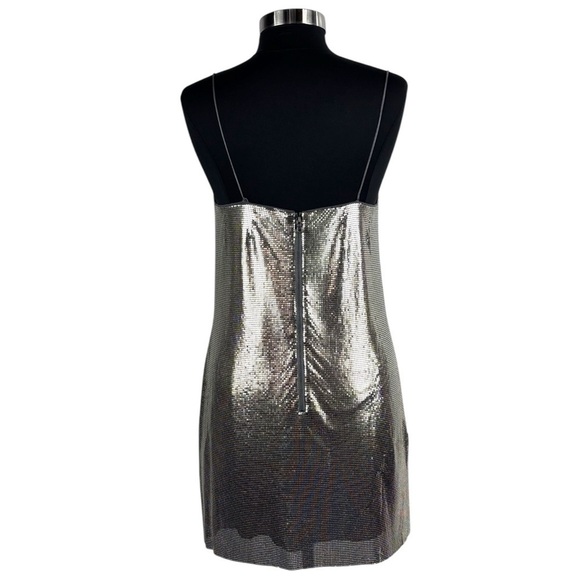 ALICE AND OLIVIA HARMONY ANTIQUE SILVER CHAINMAIL ALUMINUM TANK MINI PARTY DRESS - Picture 5 of 17